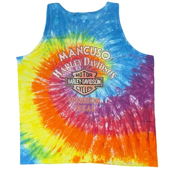 Harley Davidson Tie Dye Tank Top USA Single Stitch Houston Texas XXL - Picture 3 of 9